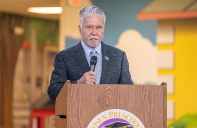 Mr Frank Santos at Rosen Preschool Ribbon Cutting Ceremony