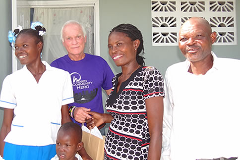 Harris Rosen with family in Haiti